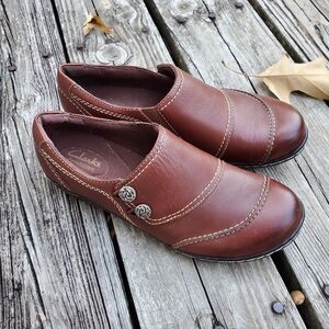 Clarks Bendables Womens 9 M Ashland Alpine  Brown Leather Comfort Slip-On Shoes